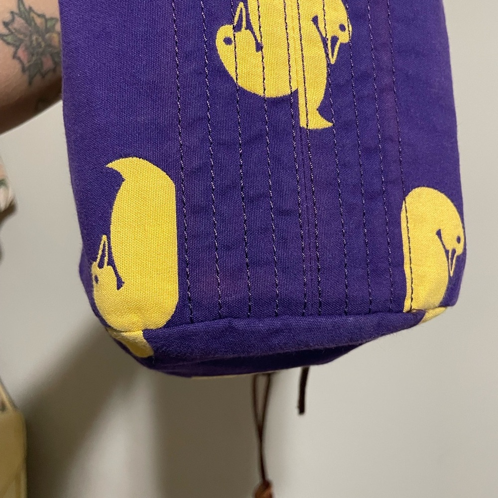 Dooney & Bourke Purple and Yellow Duck Print Shoulder Bag - Picture 4 of 11
